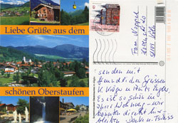 Postkarte mit Grüßen aus Oberstaufen